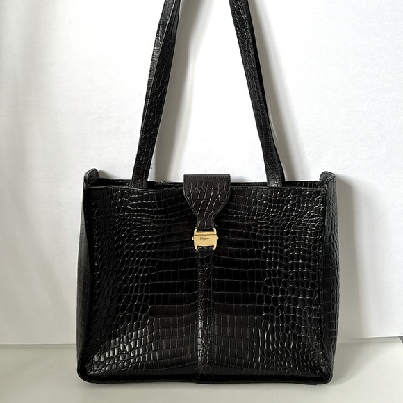 Salvatore Ferragamo Handbags - Authentic Salvatore Ferragamo Vara Leather Shoulder /Tote Bag -Black